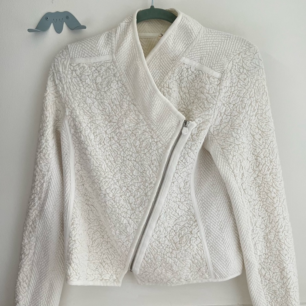 Anthropologie Moth | Asymmetric white moto jacket